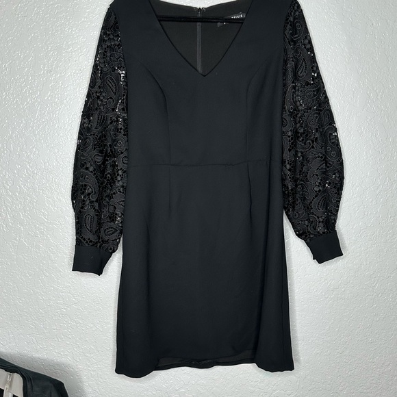 Alice & Trixie Black Dress with Lace Sleeves - Picture 3 of 13